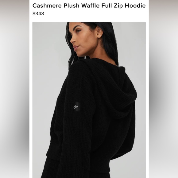 Alo Cashmere Plush Waffle Full Zip Hoodie - Picture 1 of 10